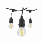 Grinalda de luz com 15 lâmpadas, Grinalda de luzes para exterior, fio de luzes para esplanadas, fio de lâmpadas para esplanadas, Cordão de luzes com 15 lâmpadas filamento vintage de 4w cada, Fio de luzes preto com lâmpadas g45