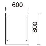 Espelho Led Afrodita 60x80cm para WC e maquiagem. Medidas.