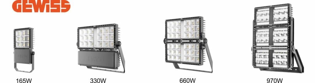 projetores led de alto fluxo, luz para desporto, iluminação para desporto, gewiss, projetores gewiss, projetores para campos, iluminação gewiss,